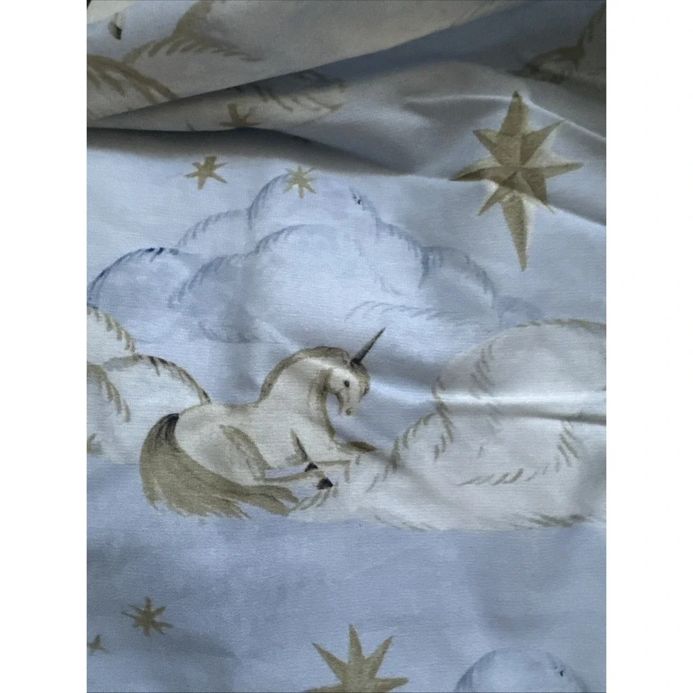 Pottery Barn Kids Chris Loves Julia Unicorn Celestial Organic‎ Crib Fitted Sheet